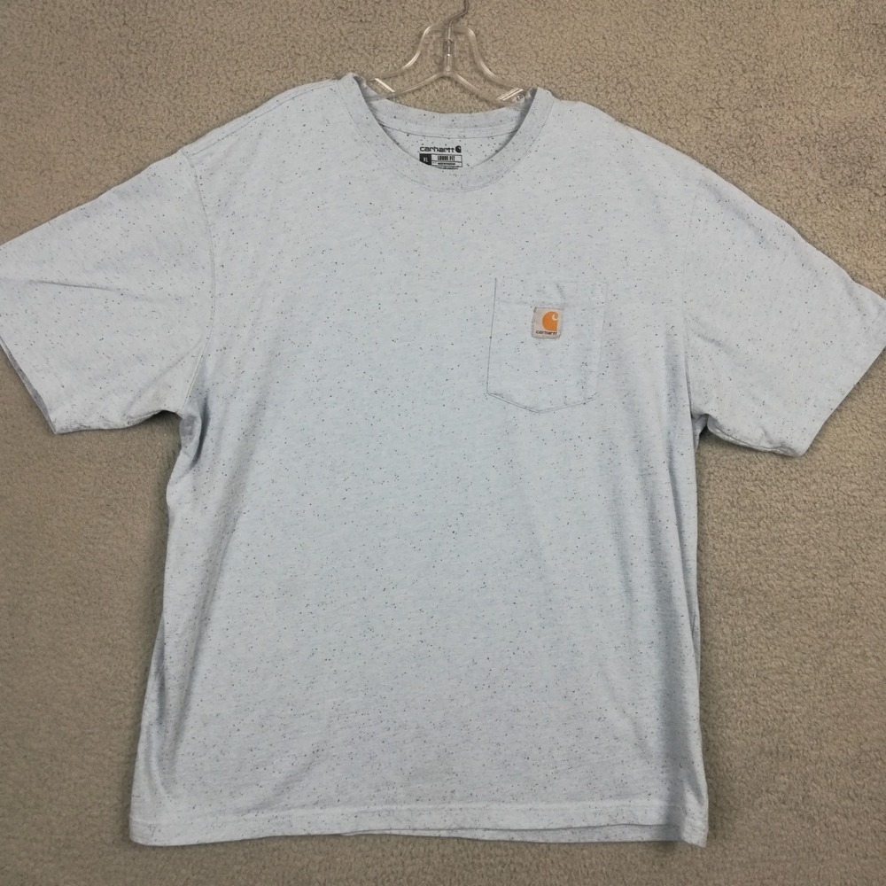Carhartt Mens Shirt Tee TShirt Short Sleeve Loose Fit Blue Speckled Heavy XL‎